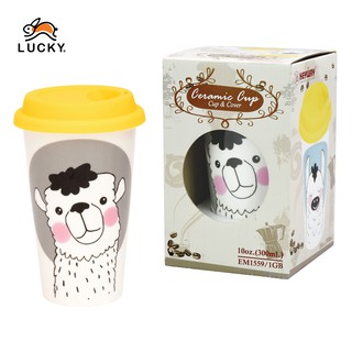 LUCKY HOME ชุดถ้วยเซรามิคพร้อมฝาปิดยาง EM1559/1GB ขนาด(กว้าง x สูง): 3.3 " x  5.3 " ( 300 ml )