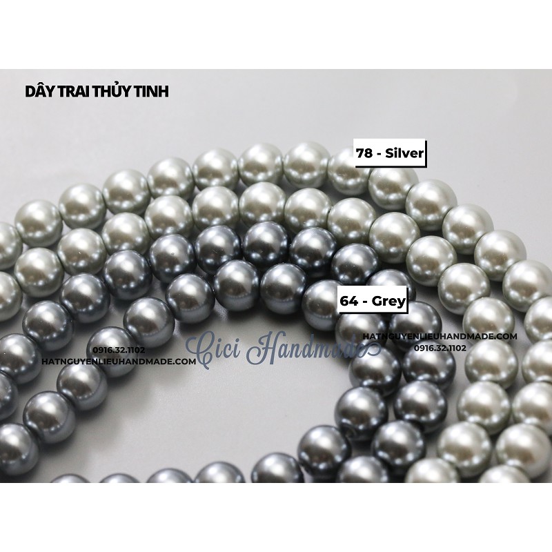 ลูกปัดมุกเทียมแก้ว ขนาด 8mm 10mm ลิงค์ 2/2 ทอง เขียว เทา Cici Handmade เชี่ยวชาญในลูกปัดหิน ลูกปัดคร