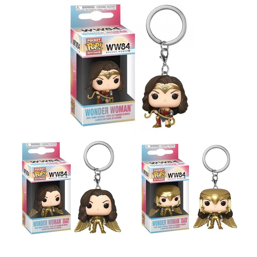 FUNKO ฟังโก้ป๊อป! พวงกุญแจ: Wonder Woman Action Figure ของเล่นพวงกุญแจ