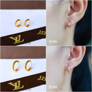 ราคาต่างหูห่วงมาเลย์ 9mm 12mm 👑 1คู่ CN Jewelry earings ตุ้มหู ต่างหูแฟชั่น ต่างหูผู้หญิง ต่างหูทอง