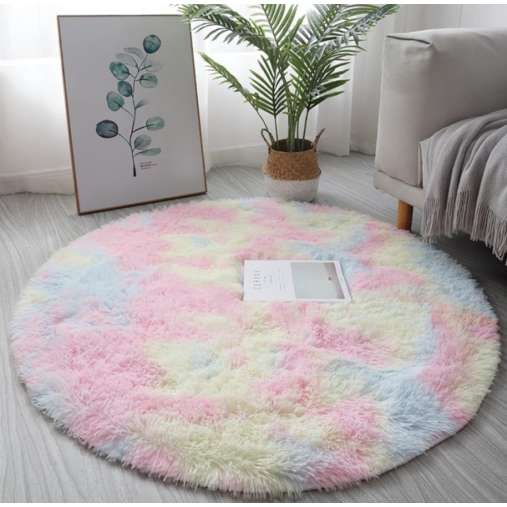 IMPORTED QUALITY ROUND CARPET, THICK ANTI-SLIP FUR CARPET และ DOESNT FALL EASY 1 เมตร