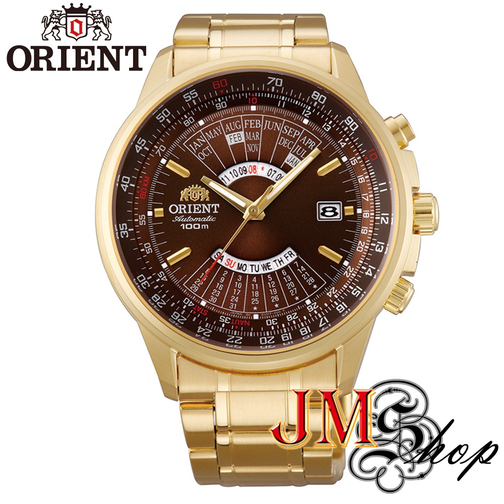 Orient Sports Mechanical Automatic นาฬิกาข้อมือผู้ชาย สายสแตนเลส รุ่น EU07003T (สีทอง /หน้าปัดสีน้ำตาล)