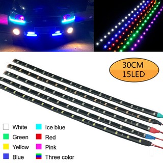 GS 30 ซม. 15 LED กันน้ำแบบยืดหยุ่นรถแถบไฟมอเตอร์บาร์สตริงเทปวิ่งกลางวัน