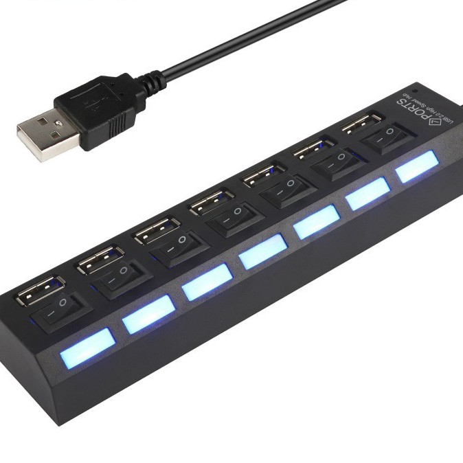 พอร์ท USB 7 พอร์ท LED USB มีสวิชท์ On / Off สีดำและสีขาว