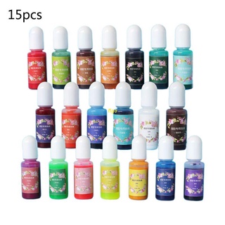 flgo 15 Pcs/set Crystal Epoxy Dye Color Essence Glue Paste Stain DIY Crafts Second Generation UV Resin High Concentration Colorant