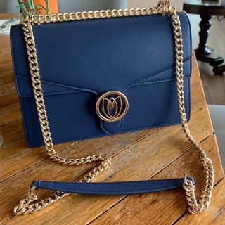 Susen l กระเป๋ารุ่น Large Round Lotus - Navy กระเป๋าผู้หญิง กระเป๋าสะพาย
