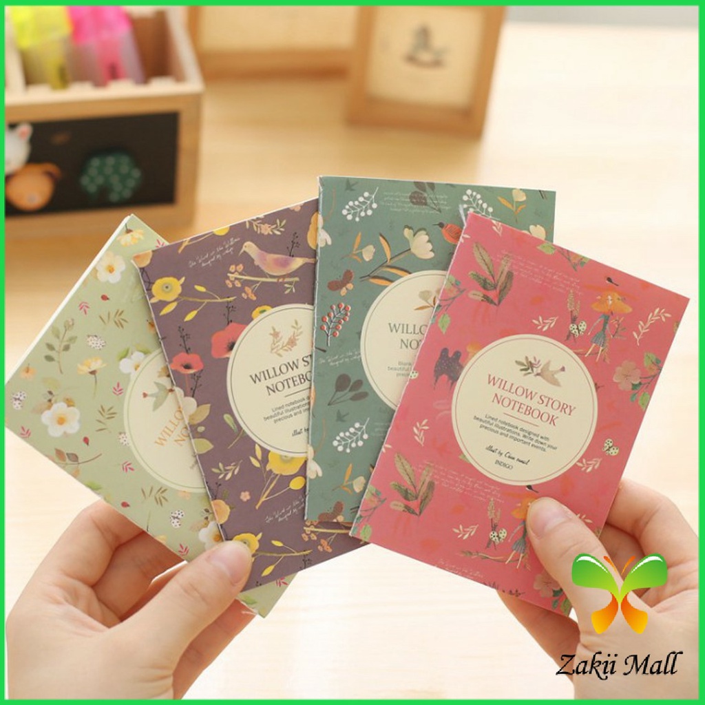 Zakii Mall สมุดโน๊ต ลายดอกไม้ ลายเส้นกริด ราคาถูก สมุดเส้นตาราง 12 x 8.5 cm สมุดบันทึกโน๊ตเล่มเล็ก เครื่องเขียนน่ารัก