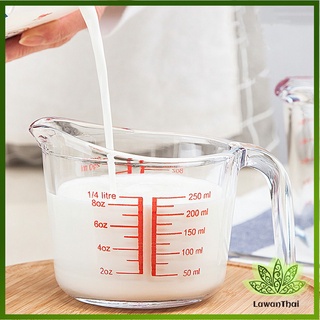 Lawan บีกเกอร์เหยือกตวง ทำจากแก้วอย่างหนา ขนาด 250 ml อุปกรณ์เครื่องครัว Graduated measuring cup