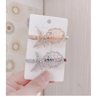 🔥พร้อมส่ง🔥กิ๊ปปลาดาว หอยคริสตัล เรียบหรูดูอลังการ