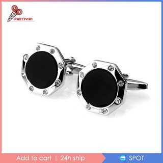 [PRETTYIA1] Mens Wedding Business Shirt Cufflinks Cuff Links Round French Style