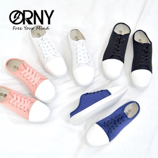 Defect Sale!! ⭐️ มีตำหนิ OY788 ORNY(ออร์นี่) ® รองเท้าผ้าใบเปิดส้น ผ้าใบแบบผูกเชือก รองเท้าแฟชั่น รองเท้าผ้าใบแฟชั่น