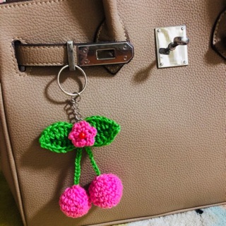 Crochet Cherry Keychain