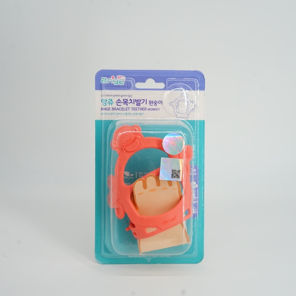 ยางกัดเด็ก ยางกัดอังจู ยางกัดคล้องข้อมือ สีชมพู Kobi Monkey Teether ยางกัดเสริมพัฒนาการจากเกาหลี แท้ (มี มอก.)