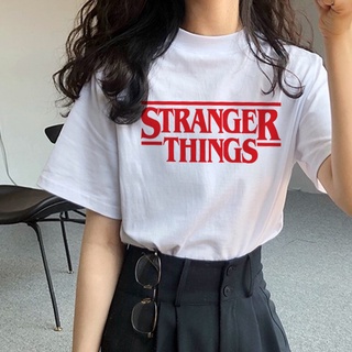 เสื้อยืดลําลอง แขนสั้น พิมพ์ลายกราฟฟิค Stranger Things แฟชั่นฤดูร้อน สําหรับสตรี และผู้ชาย 2022 2021