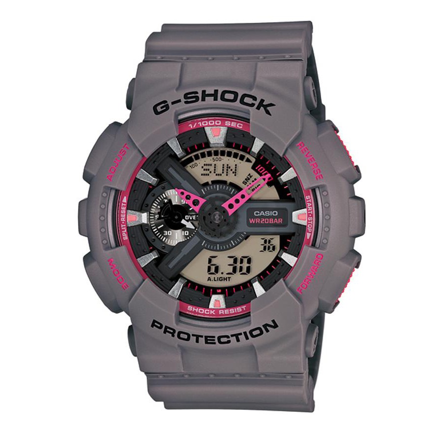 Casio G-Shock นาฬิกาข้อมือผู้ชาย สายเรซิ่น รุ่น GA-110TS-8A4 - สีเทา/ชมพู