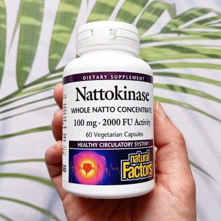 นัตโตะคินาเสะ Nattokinase 100 mg 60 Vegetarian Capsules (Natural Factors®)  ถั่วเหลืองหมักนัตโตะ