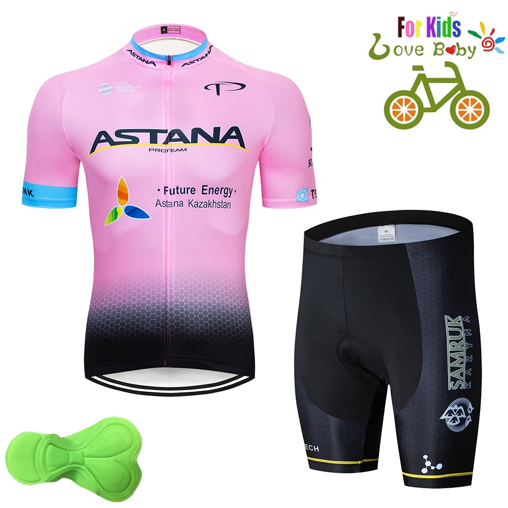 2021 NEW kid cycling jersey 2020 Astana Children's Summer Cycling Shirt Set Boys Clothes Bike