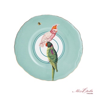 จานใส่อาหาร Miss Etoile สำหรับใส่อาหารและขนม ตกแต่งลายสวยๆ(งานแฮนด์เมด) | Miss Etoile Dinner Plate Parrot : PL18007