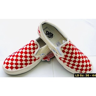 Vans Slip On (size36-44) Red หมากรุกครีมแดง