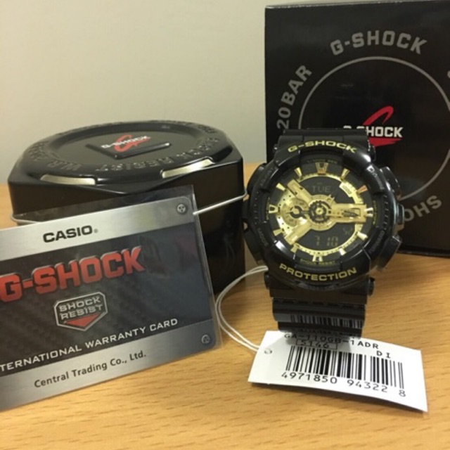 [ของใหม่] Casio G-shock นาฬิกาข้อมือผู้ชาย คาสิโอ สีดำ/ทอง สายเรซิ่น รุ่นGA-1110GB-1ADR ของแท้100% CMG