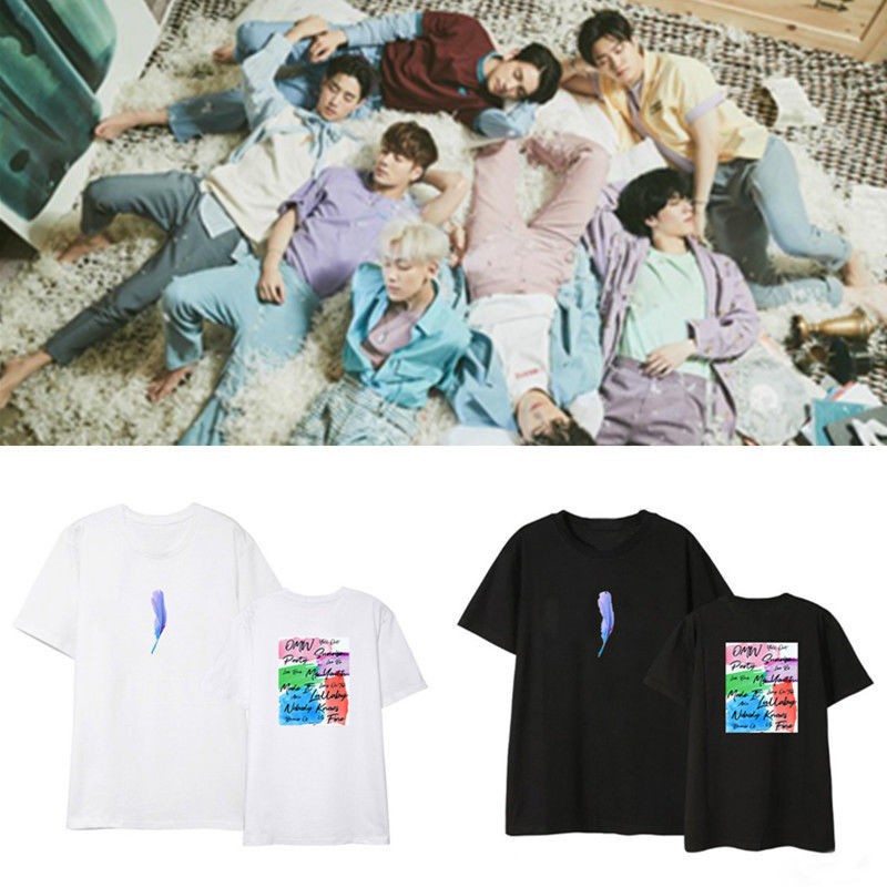 คอลูกเรือเสื้อยืดคอกลม♞Kpop GOT7 Present YOU Unisex Printed Cotton T-shirt Youth Basic Tee Cal Topsผ