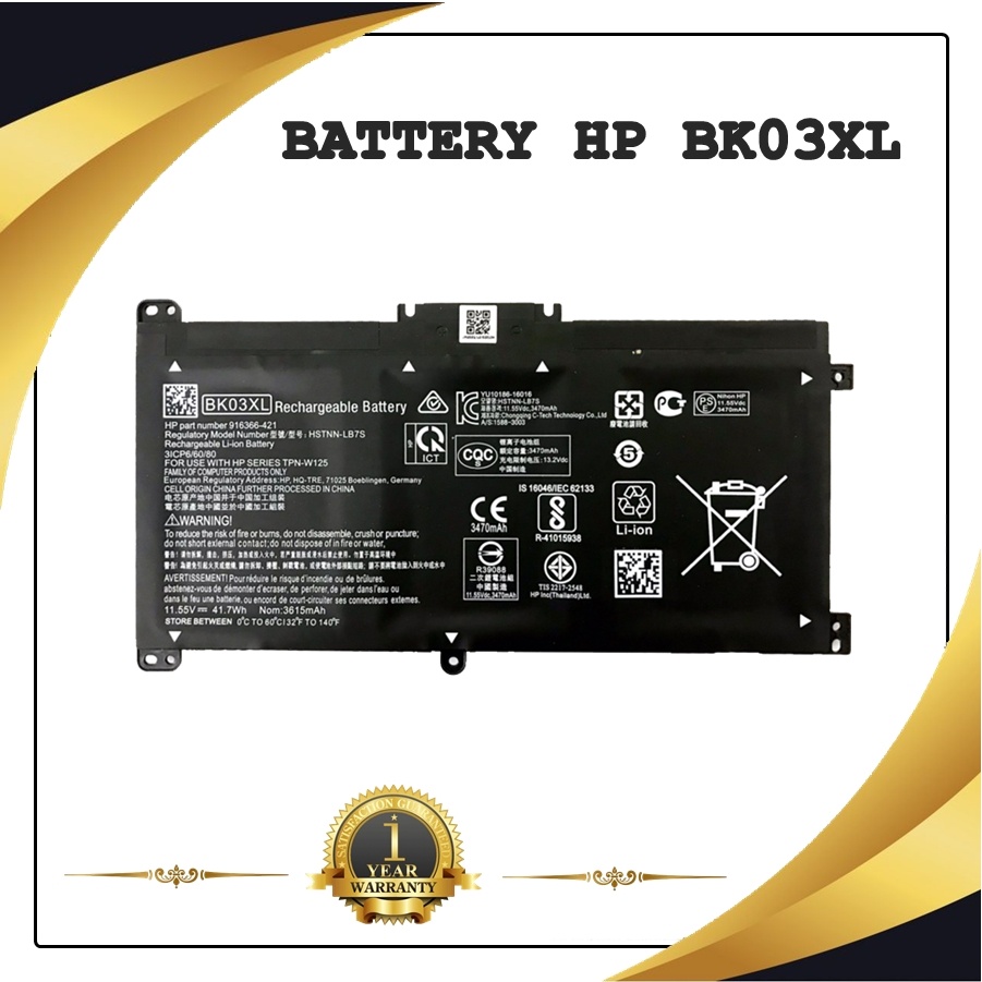 BATTERY NOTEBOOK HP BK03XL แท้ สำหรับ HP PAVILION X360 14-BA SERIES / แบตเตอรี่โน๊ตบุ๊คเอชพี