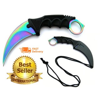 Karambit XB-063 คารัมบิต มีดกรงเล็บเสือ ไทเทเนียม Knife มีดสั้น มีดเดินป่า Knives