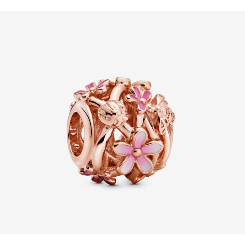 [พร้อมส่ง สินค้าแท้ ] Pandora Openwork Pink Daisy Flower Charm