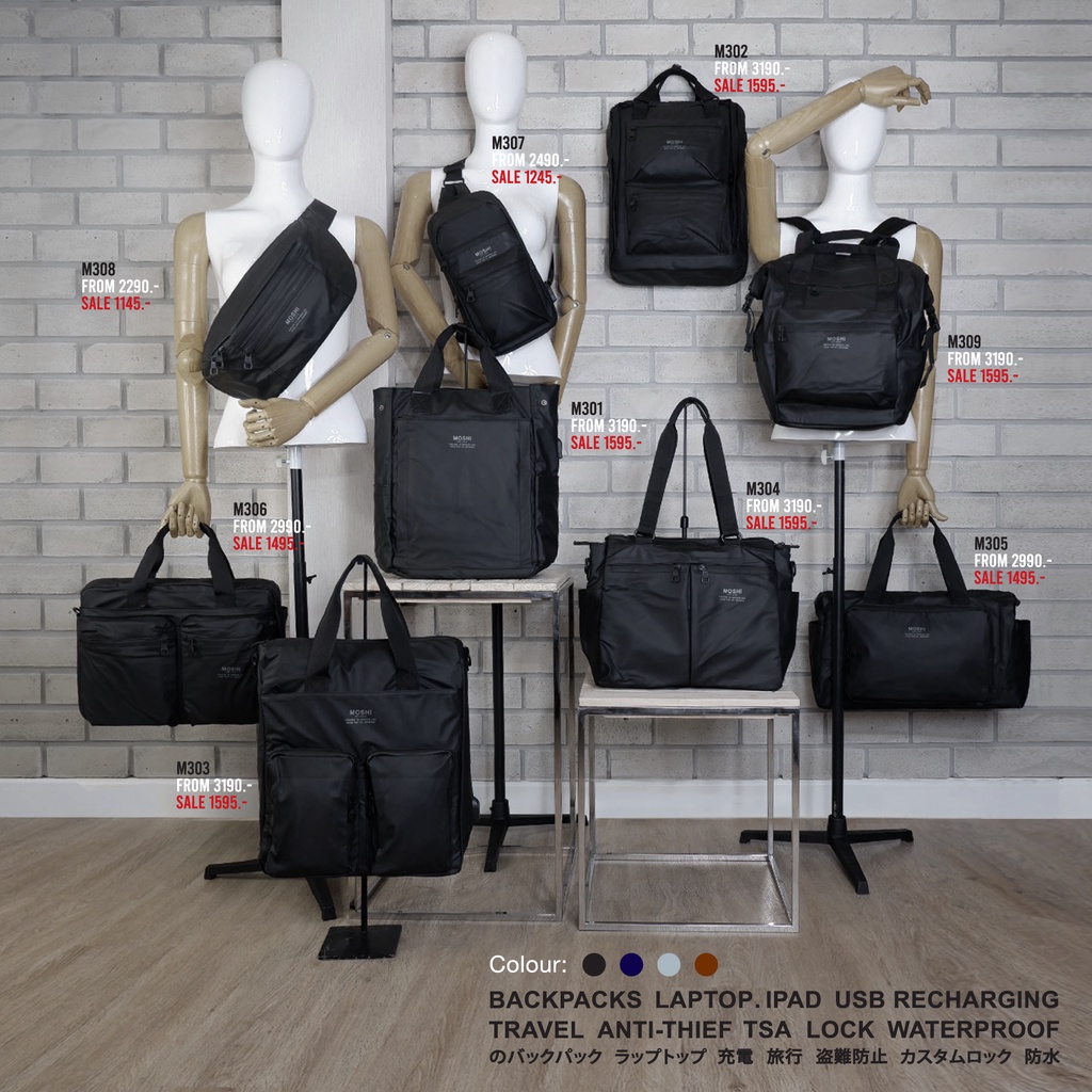 MOSHI กระเป๋าคอมพิวเตอร์ผู้ชาย กระเป๋าเป้ผู้ชาย สไตล์ญี่ปุ่น (ผ้าpolyester)