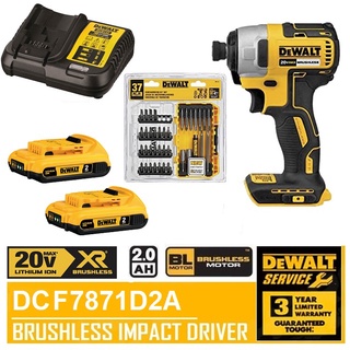 DEWALT ไขควงกระแทกไร้สาย20V รุ่น DCF7871D2A  พร้อมชุดดอกDW2163 รับประกันศูนย์ 3 ปี DCF7871D2-B1