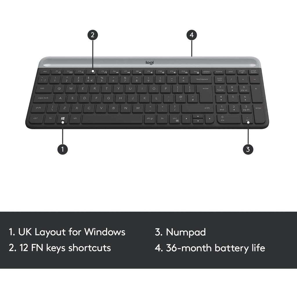 ⚡️คีย์บอร์ดและเมาส์ไร้สาย⚡️ Logitech MK470 Slim Wireless Combo (คีย์ไทย-อังกฤษ) Warranty 1 - y รูปที่ 3