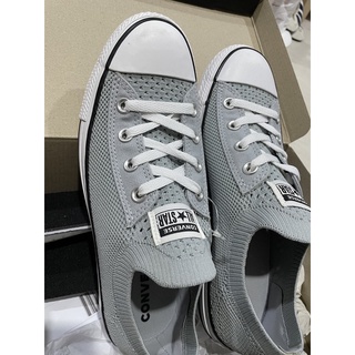 converse รองเท้าผ้าใบ มือ1 สีฟ้า แบบผ้าถักคิ้วๆ ไซส์40