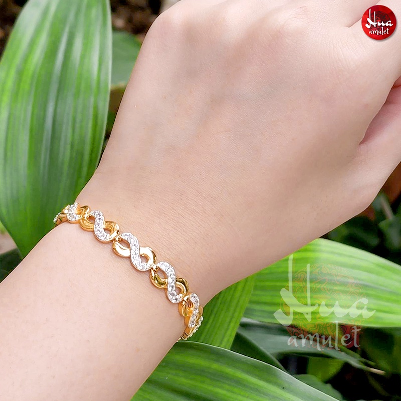 A30 สร้อยข้อมืออินฟินิตี้ ล้อมเพชร Infinity ตะขอ กำไลเสริมดวง กำไลมงคล งานทน ใส่สวย ไม่ลอก กำไลข้อมือ กำไลทอง กำไลเพชร