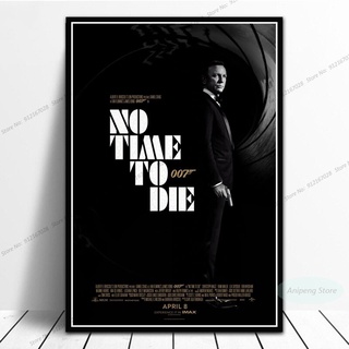 ใหม่ โปสเตอร์ภาพวาดผ้าใบ รูปภาพยนตร์ James Bond 007 No Time to Die สําหรับตกแต่งผนังบ้าน ห้องนั่งเล่น i 1115