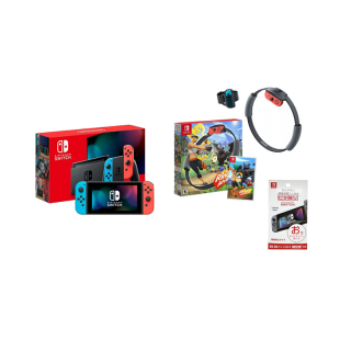 Nintendo Switch : Nintendo Switch Console (V.2) Neon + Ring Fit Adventure + Screen Protective Film (รับประกัน 1 ปี)