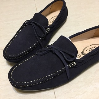 พร้อมส่ง size 43**  รองเท้าลำลองหนังกลับ สีกรมท่า