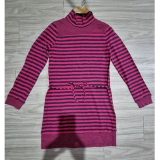 OLDNAVYเดรสคอเต่าแขนยาวสีชมพูบานเย็นเทาไซส์L/G(10-12)อก34สะโพก36ยาว31(งานมือสอง)