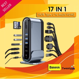 พร้อมส่ง⭐️ถูก/แท้⭐️Baseus 17 in 1 HUB Type C to Multi HDMI RJ45 VGA USB 3.0 Docking Station