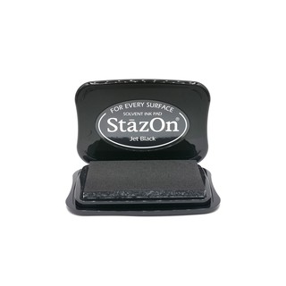 ส่งฟรี! StazOn หมึกกันน้ำ (สีดำ Jet Black) ญี่ปุ่น แท่นปั๊ม สำหรับประทับบน โลหะ, ผ้า, พลาสติก, ไม้, หนัง และอะคริลิค