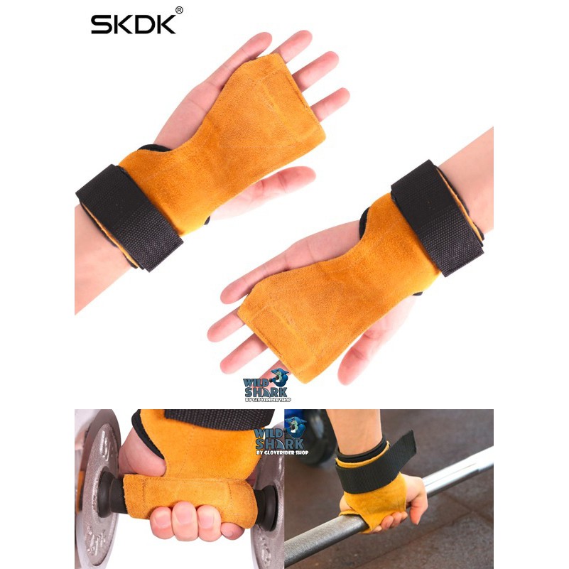 🔥🔥🔥ถุงมือฟิตเนส STRAPS Leather Grip pads & Strap SKDK หนังวัวแท้ (1คู่) รูปที่ 3