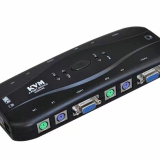 อุปกรณ์ IT KVM 4 Port Switch 4คอม/1จอ  (สีดำ) สินค้าพร้อมส่ง