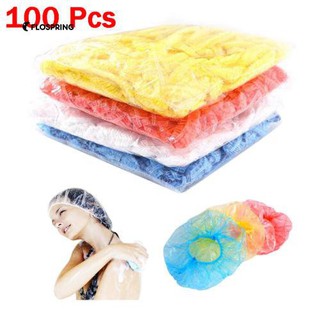 100Pcs หมวกอาบน้ำทิ้งท่องเที่ยวโรงแรมบ้านผมใสหมวกยืดหยุ่น