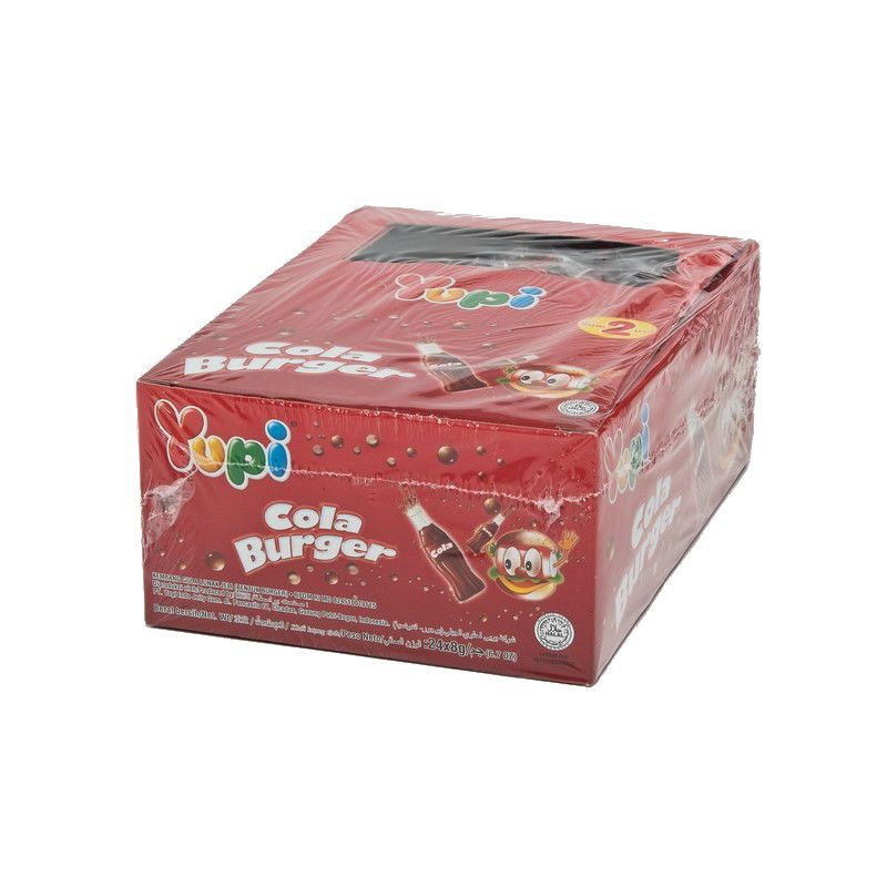 ยูปี้กัมมี่ โคล่าเบอร์เกอร์ ขนาด 9 กรัม แพ็ค x 24 ชิ้น Yummy Gummy Cola Burger, 9 grams, pack x 24 p