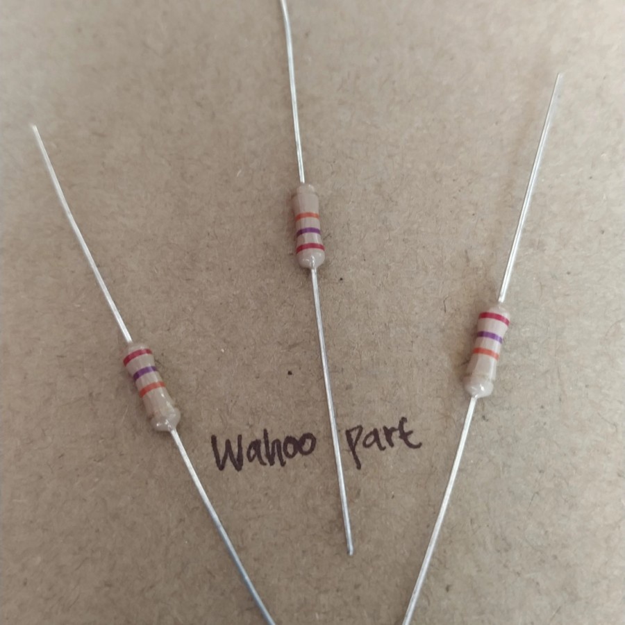 27K 1/2 วัตต์ 5% taiwan ฟิล์มโลหะ Resistor สีน้ําตาล ราคาต่อ 10 ชิ้น