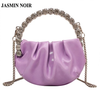 Jasmin NOIR กระเป๋าสะพายข้าง หนัง PU ประดับเพชร ลายก้อนเมฆ สําหรับผู้หญิง