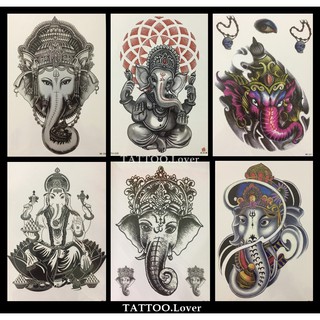 👍แทททูลายพระพิฆเนศ ⚡️สวยเหมือนสักจริง ✨Tattoo Sticker สติ๊กเกอร์รอยสักชั่วคราวกันน้ำได้ ⭐️  เก็บเงินปลายทางได้ค่ะ