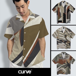 Curve SET70 เสื้อเชิ้ต เสื้อฮาวาย เสื้อพิมพ์ลาย ใส่ลำลอง สไตล์เอิร์ธโทน ใส่สบาย มีไซส์เยอะ คนอวบใส่ได้
