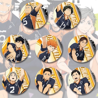 Haikyuu ! ! เข็มกลัดพลาสติกทรงกลมสําหรับผู้หญิงและผู้ชาย