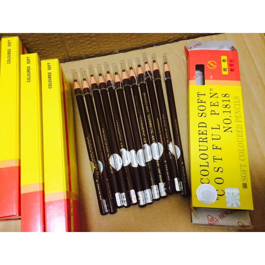 Coloured Soft Cosmetic Art Eyebrow Pencil  ดินสอเขียนคิ้วเชือก ดินสอเขียนคิ้ว  1 โหล 12 แท่ง  (มีสติ