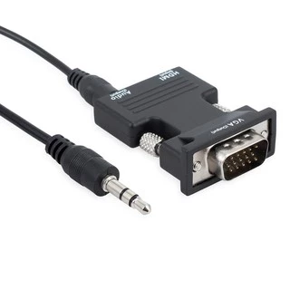 HDMI Female to VGA Male Converter+Audio Adapter Support 1080P Signal Output (Black)